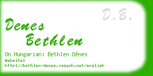 denes bethlen business card