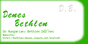 denes bethlen business card